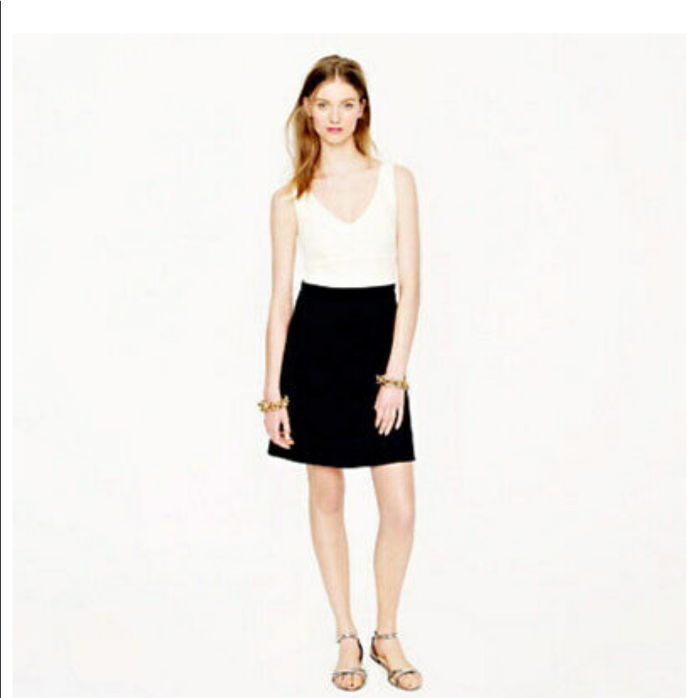 J. Crew Cream and Navy V-neck A-line Dress Size 2